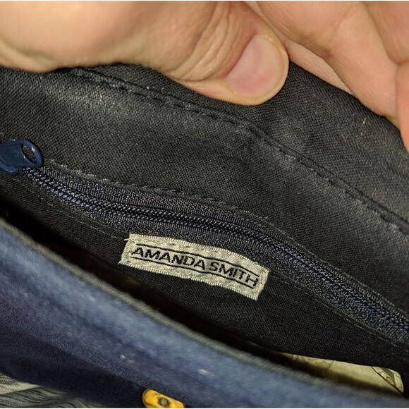 NEW WITHOUT TAGS AMANDA  SMITH  BLUE  VELVET DRESS PURSE - Picture 8 of 8